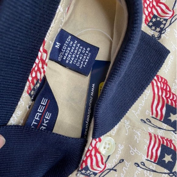 Roundtree & Yorke Men's USA Flag Polo Shirt Size L or XL BEIGE - New With Tag - Picture 9 of 11